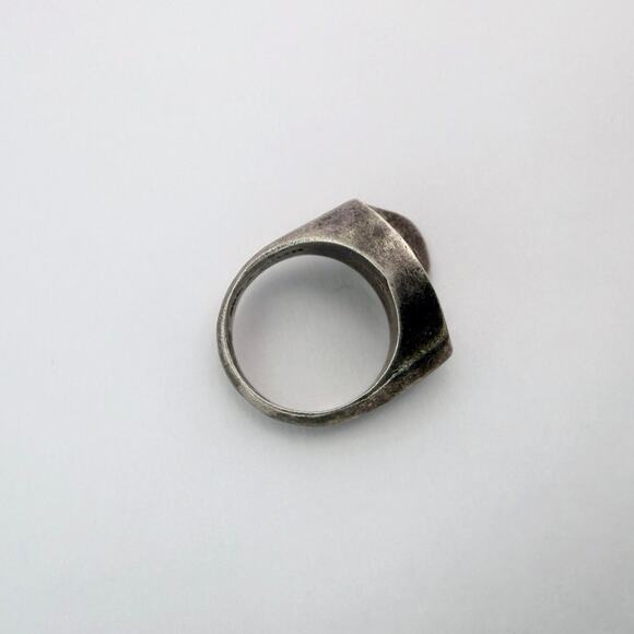 Vintage 50s Taxco Eagle Mark Sterling Silver Modernist Saddle Ring - Picture 2 of 8